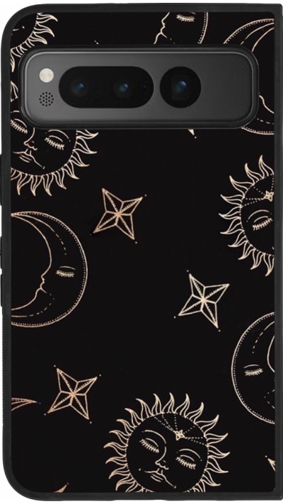 Coque Google Pixel Fold - Silicone rigide noir Suns and Moons