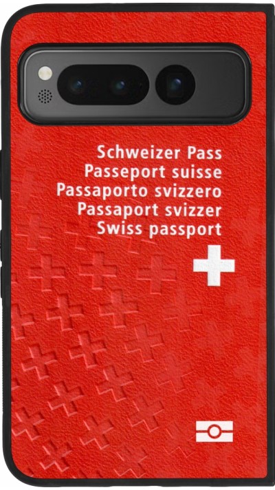 Coque Google Pixel Fold - Silicone rigide noir Swiss Passport