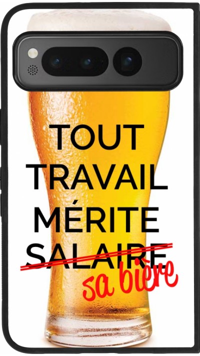 Coque Google Pixel Fold - Silicone rigide noir Tout travail mérite sa bière