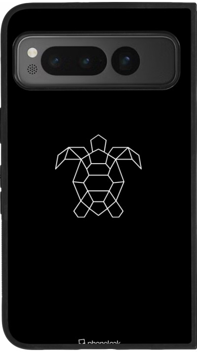 Coque Google Pixel Fold - Silicone rigide noir Turtles lines on black