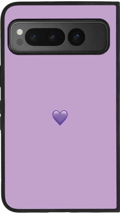 Google Pixel Fold Case Hülle - Silikon schwarz Valentine 2023 purpule single heart