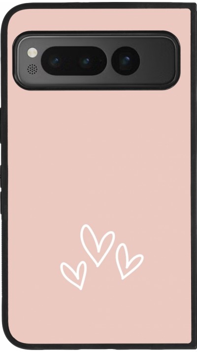 Google Pixel Fold Case Hülle - Silikon schwarz Valentine 2023 three minimalist hearts