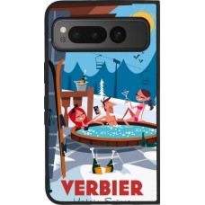 Google Pixel Fold Case Hülle - Silikon schwarz Verbier Mountain Jacuzzi