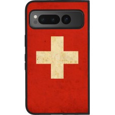 Google Pixel Fold Case Hülle - Silikon schwarz Vintage Flag SWISS