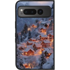 Google Pixel Fold Case Hülle - Silikon schwarz Winter 25 Winter snowy village