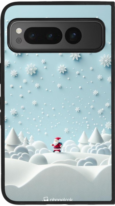 Google Pixel Fold Case Hülle - Silikon schwarz Weihnachten 2023 Kleiner Vater Schneeflocke