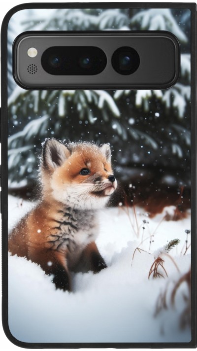 Google Pixel Fold Case Hülle - Silikon schwarz Weihnachten 2023 Fuechslein Tanne