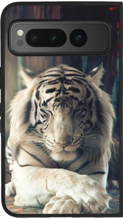 Google Pixel Fold Case Hülle - Silikon schwarz Zen Tiger