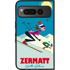Google Pixel Fold Case Hülle - Silikon schwarz Zermatt Ski Downhill