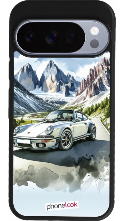 Google Pixel 10 / Pixel 10 Pro Case Hülle - Silikon schwarz Porsche 911 Berg Aquarell