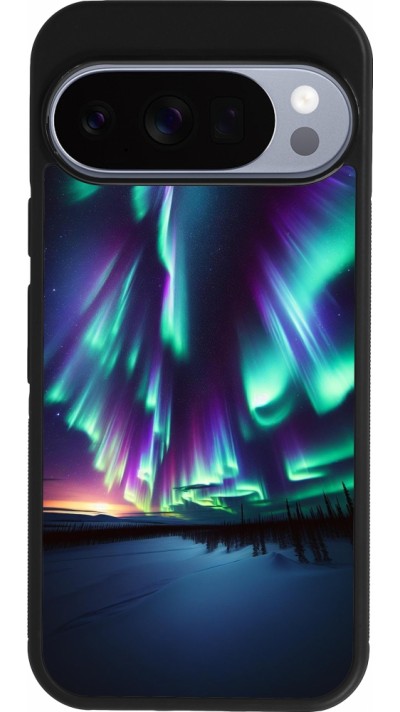 Google Pixel 10 / Pixel 10 Pro Case Hülle - Silikon schwarz Funkelndes Nordlicht