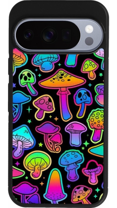 Coque Google Pixel 10 / Pixel 10 Pro - Silicone rigide noir Autumn 2024 magic mushrooms