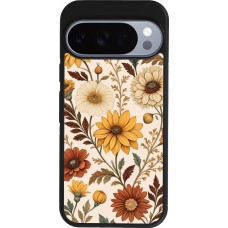 Google Pixel 10 / Pixel 10 Pro Case Hülle - Silikon schwarz Autumn 25 Flower pattern