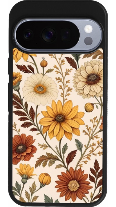 Coque Google Pixel 10 / Pixel 10 Pro - Silicone rigide noir Autumn 25 Flower pattern