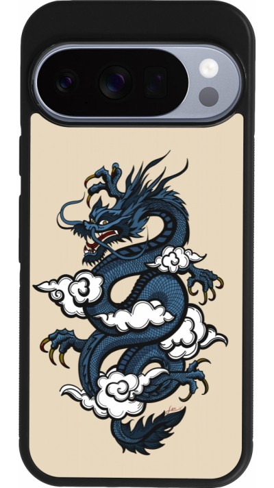 Coque Google Pixel 10 / Pixel 10 Pro - Silicone rigide noir Blue Dragon Tattoo