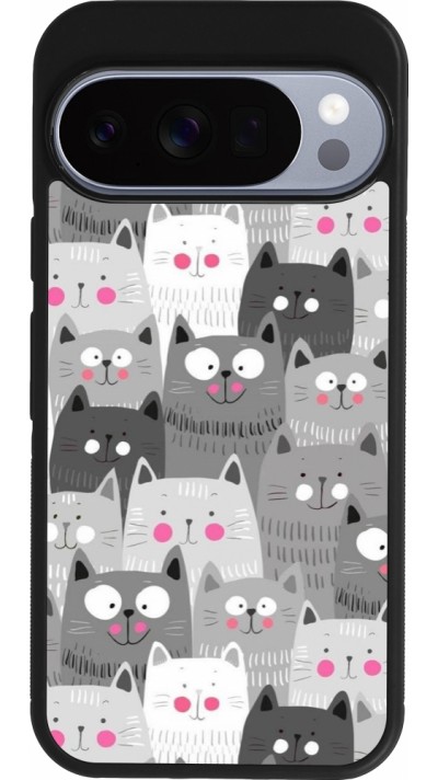 Google Pixel 10 / Pixel 10 Pro Case Hülle - Silikon schwarz Katzenschwärme