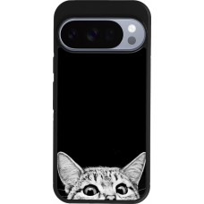 Google Pixel 10 / Pixel 10 Pro Case Hülle - Silikon schwarz Cat Looking Up Black