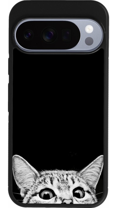 Google Pixel 10 / Pixel 10 Pro Case Hülle - Silikon schwarz Cat Looking Up Black