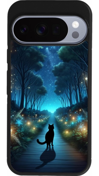Google Pixel 10 / Pixel 10 Pro Case Hülle - Silikon schwarz Schwarze Katze Spaziergang