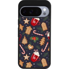 Coque Google Pixel 10 / Pixel 10 Pro - Silicone rigide noir Christmas 25 Pattern Gingerbread House
