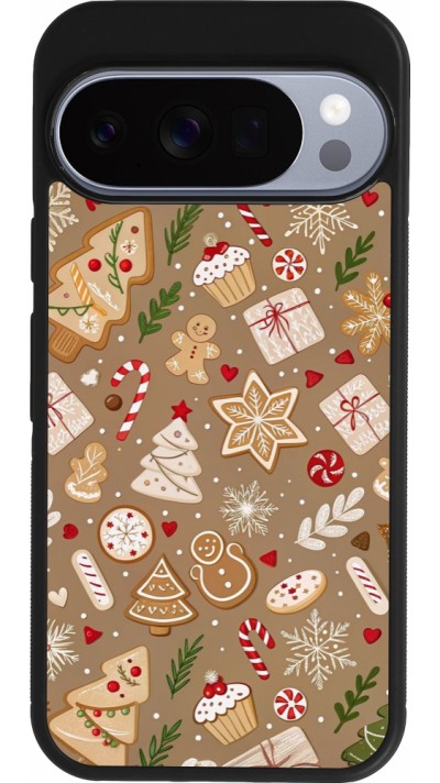 Google Pixel 10 / Pixel 10 Pro Case Hülle - Silikon schwarz Christmas 25 Pattern Ginger Cookie
