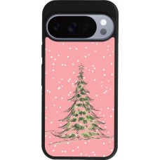 Google Pixel 10 / Pixel 10 Pro Case Hülle - Silikon schwarz Christmas 25 Pink Tree