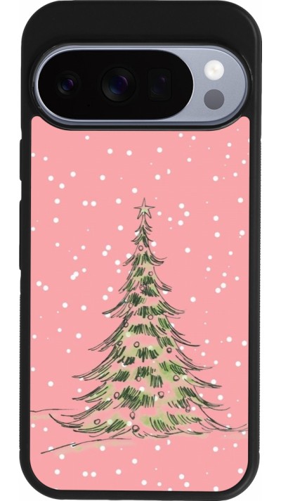 Google Pixel 10 / Pixel 10 Pro Case Hülle - Silikon schwarz Christmas 25 Pink Tree