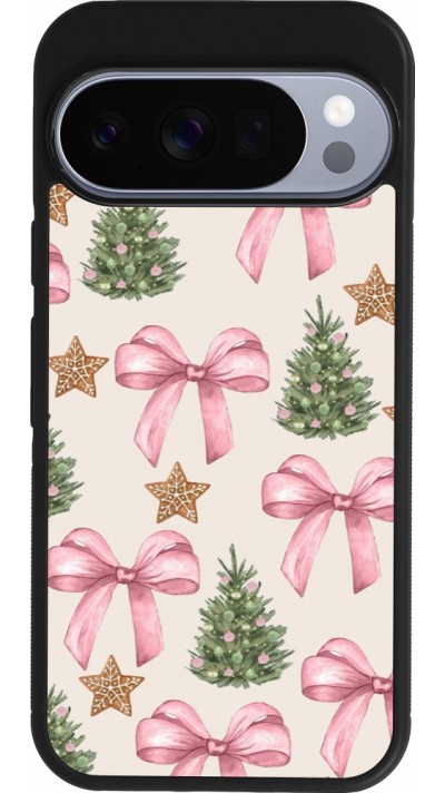 Google Pixel 10 / Pixel 10 Pro Case Hülle - Silikon schwarz Christmas 25 Vintage Ribbons