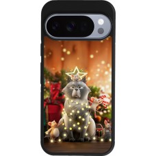 Coque Google Pixel 10 / Pixel 10 Pro - Silicone rigide noir Christmas 25 Xmas Cat
