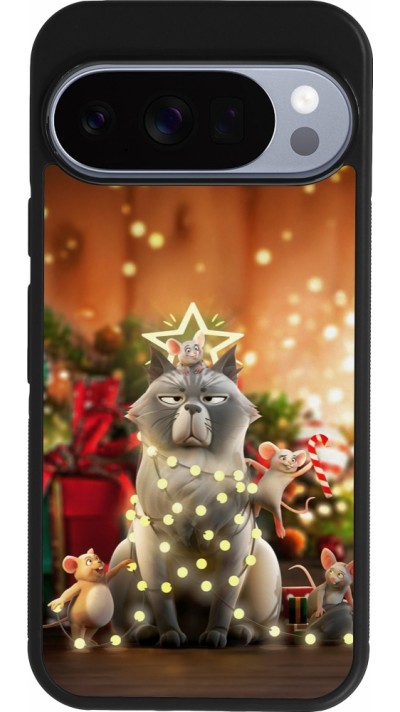 Google Pixel 10 / Pixel 10 Pro Case Hülle - Silikon schwarz Christmas 25 Xmas Cat