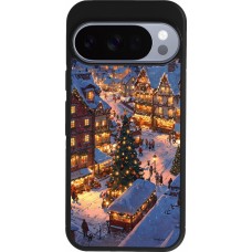 Coque Google Pixel 10 / Pixel 10 Pro - Silicone rigide noir Christmas 25 Xmas Village