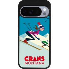 Coque Google Pixel 10 / Pixel 10 Pro - Silicone rigide noir Crans-Montana Ski Downhill