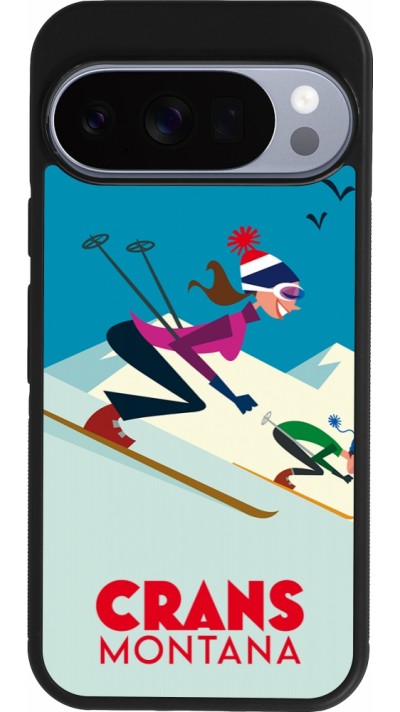 Google Pixel 10 / Pixel 10 Pro Case Hülle - Silikon schwarz Crans-Montana Ski Downhill