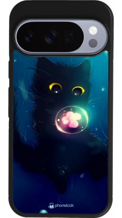 Google Pixel 10 / Pixel 10 Pro Case Hülle - Silikon schwarz Cute Cat Bubble