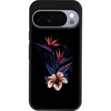 Google Pixel 10 / Pixel 10 Pro Case Hülle - Silikon schwarz Dark Flowers