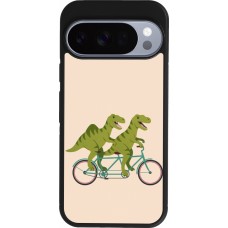 Coque Google Pixel 10 / Pixel 10 Pro - Silicone rigide noir Dinosaurs on bikes 2026