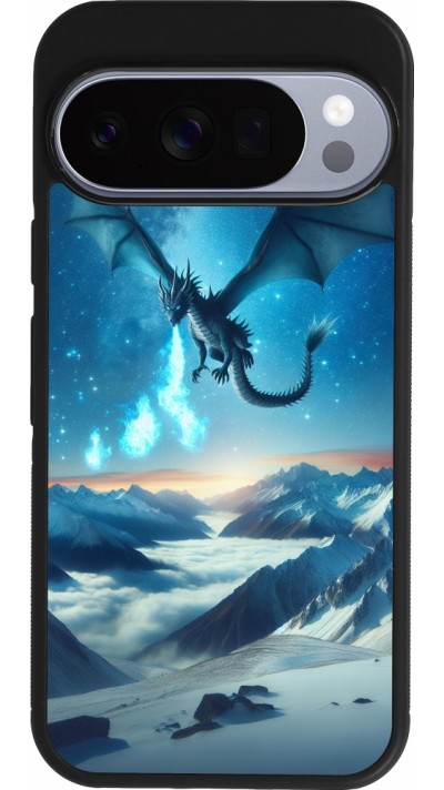 Google Pixel 10 / Pixel 10 Pro Case Hülle - Silikon schwarz Drache nächtliche Berg