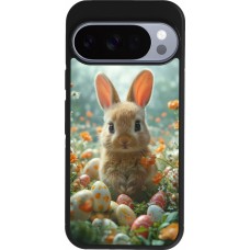 Google Pixel 10 / Pixel 10 Pro Case Hülle - Silikon schwarz Easter 2026 Rabbit in the garden