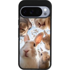Google Pixel 10 / Pixel 10 Pro Case Hülle - Silikon schwarz Easter 2026 Rabbits