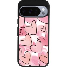 Google Pixel 10 / Pixel 10 Pro Case Hülle - Silikon schwarz Easter 2023 pink hearts