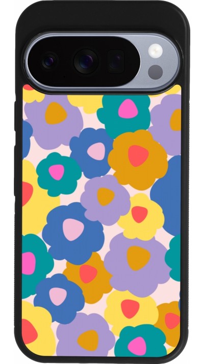 Google Pixel 10 / Pixel 10 Pro Case Hülle - Silikon schwarz Easter 2024 flower power