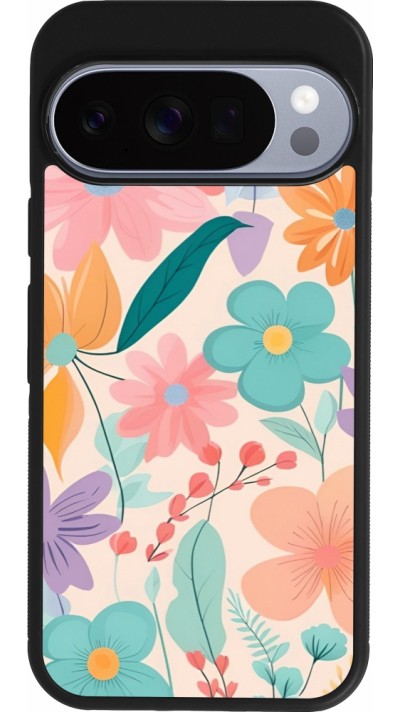 Google Pixel 10 / Pixel 10 Pro Case Hülle - Silikon schwarz Easter 2024 spring flowers