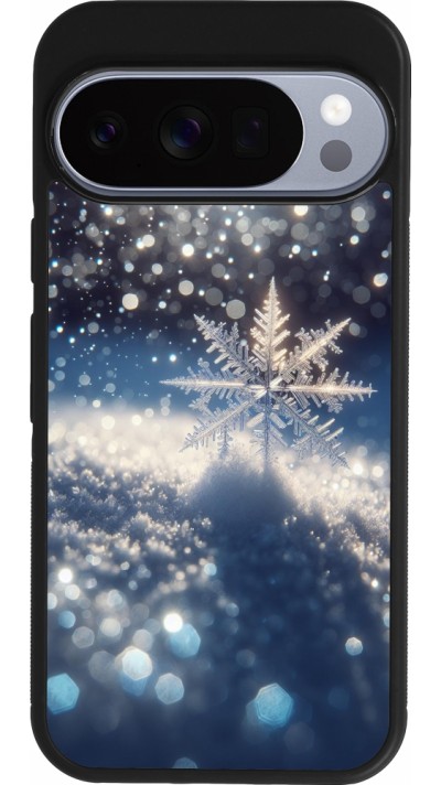 Google Pixel 10 / Pixel 10 Pro Case Hülle - Silikon schwarz Schneeflocke Solar Glanz