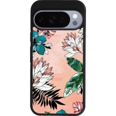 Google Pixel 10 / Pixel 10 Pro Case Hülle - Silikon schwarz Flowers Artprint