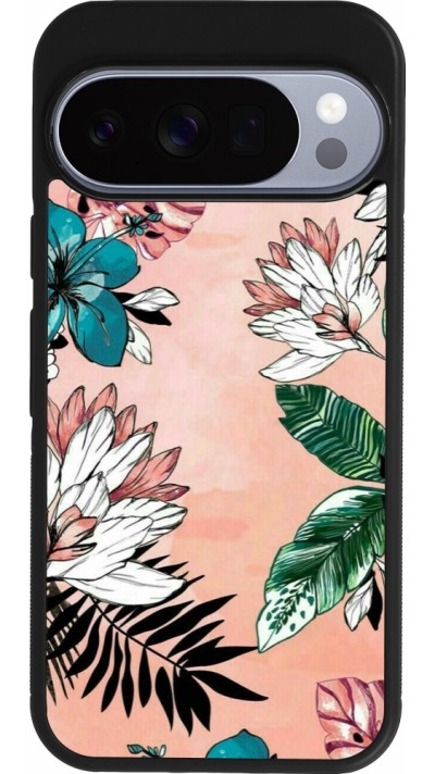 Google Pixel 10 / Pixel 10 Pro Case Hülle - Silikon schwarz Flowers Artprint