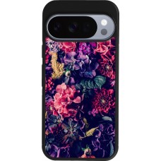 Google Pixel 10 / Pixel 10 Pro Case Hülle - Silikon schwarz Flowers Dark