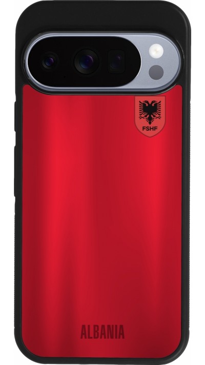 Coque Google Pixel 10 / Pixel 10 Pro - Silicone rigide noir Maillot de football Albanie personnalisable