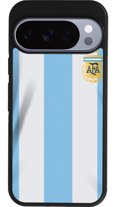 Coque Google Pixel 10 / Pixel 10 Pro - Silicone rigide noir Maillot de football Argentine 2022 personnalisable