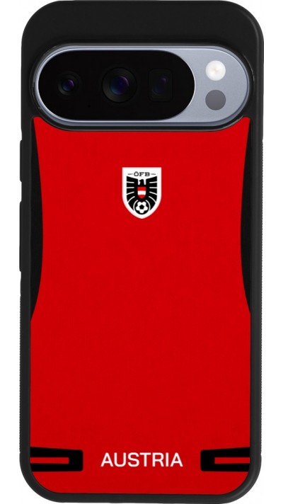 Coque Google Pixel 10 / Pixel 10 Pro - Silicone rigide noir Maillot de football Autriche 2026 personnalisable