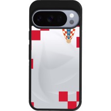 Coque Google Pixel 10 / Pixel 10 Pro - Silicone rigide noir Maillot de football Croatie 2022 personnalisable